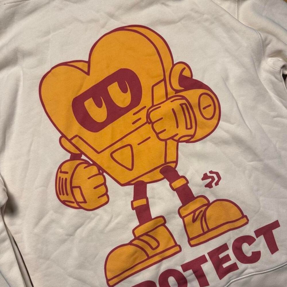 Faultline Project Protect Robot White Hoodie Made in USA Large